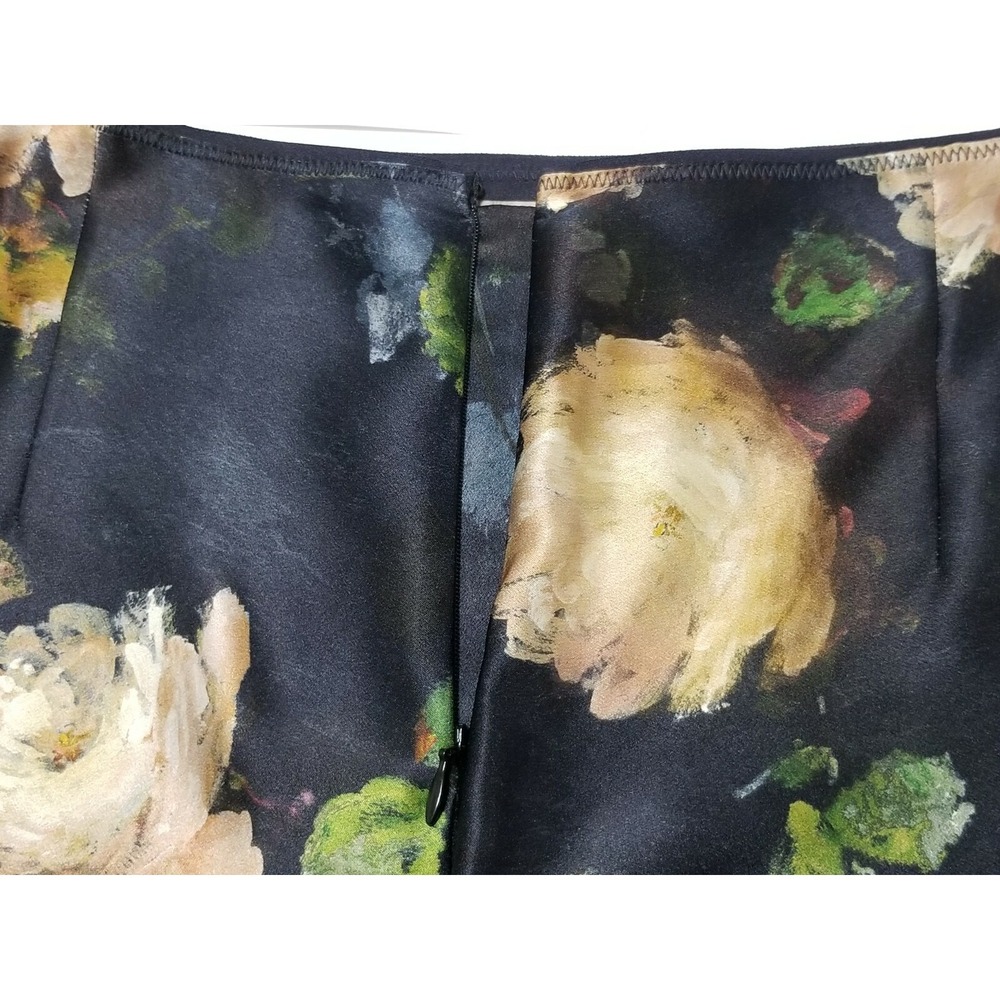 Vince Painted Rose Silk Satin Slip Midi Skirt Floral Black NWT Size 2 10 $295 - Picture 12 of 16